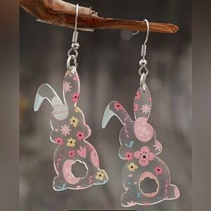 Floral Bunny Earrings - Pink and Yellow